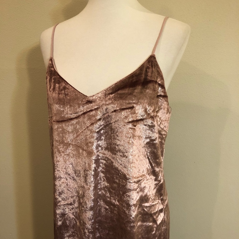 NWT Topshop Glam Pink Velvet Spaghetti Strap Dress - Picture 12 of 12